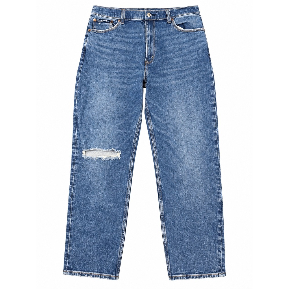Abercrombie & Fitch The Mom High Rise Distressed Jeans Blue Medium Wash 30 10s